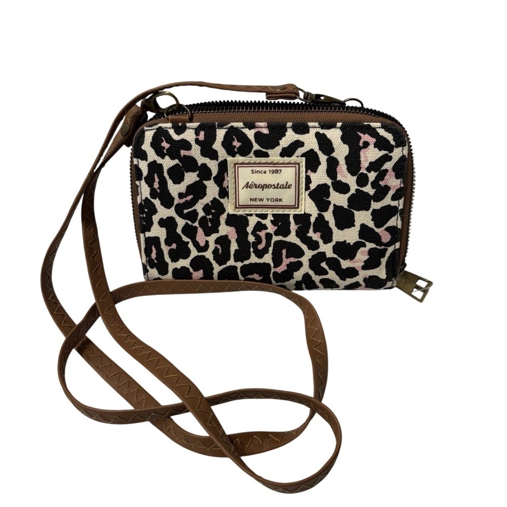 Aeropostale Leopard Print‎ Wallet On String Wristlet Crossbody 3In1 Y2K Coquette